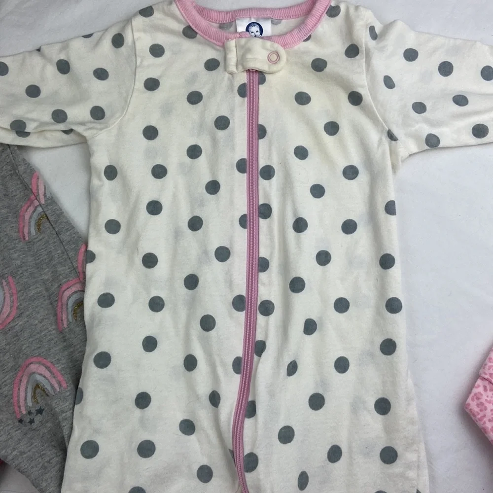 Lot of four (4) Baby Girl Gerber’s 0-3 month footie onesie pajamas